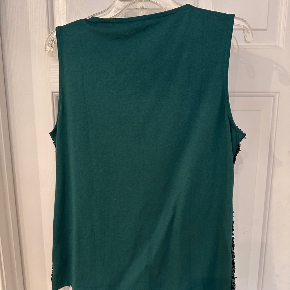 Talbots Emerald Sequin Sleeveless Blouse - Picture 3 of 3